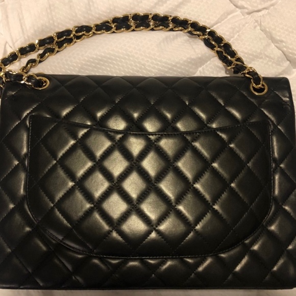 Chanel lambskin quilted  black maxi single flap bag - Picture 2 of 5